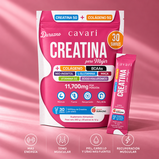 Creatina + Colágeno para Mujer – Sabor Durazno